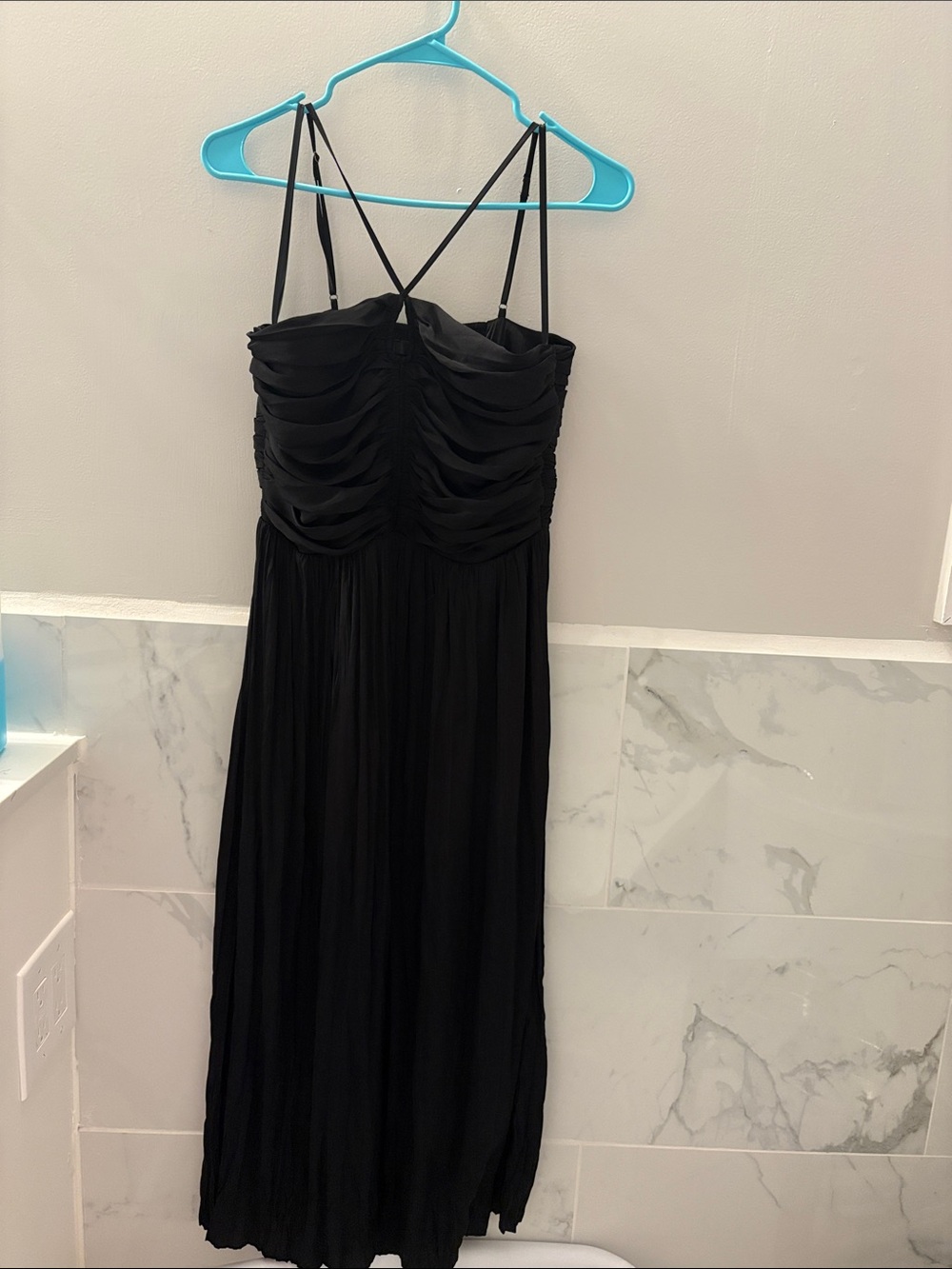 White House Black Market Black Ruched Bodice Maxi Dress